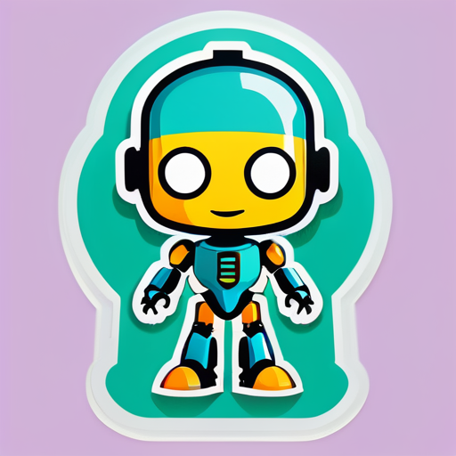 Fais un robot qui travaille sur quelque chose, ajoute de l'humanisation sticker