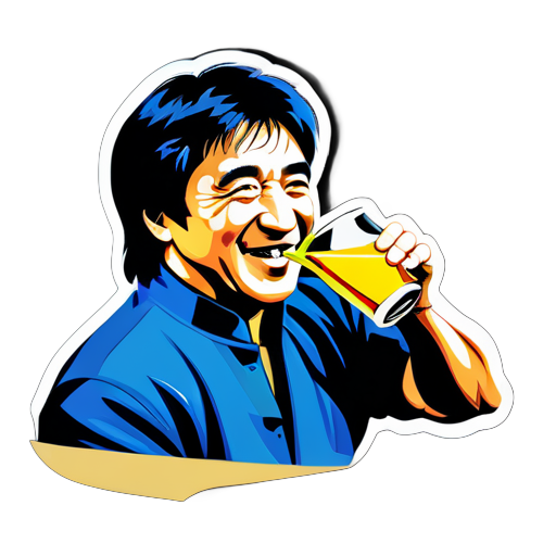 Le célèbre acteur d'arts martiaux Jackie Chan est en train de boire de l'alcool sticker