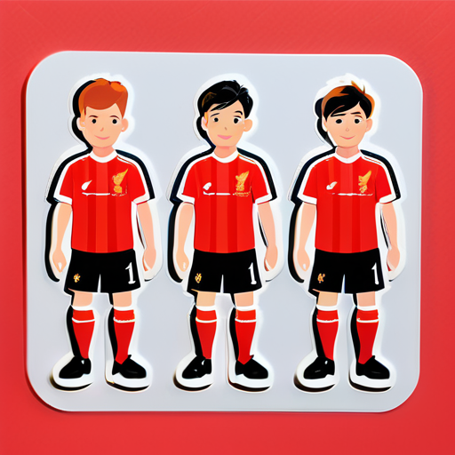 3 hommes portant des tenues de football de Liverpool sticker