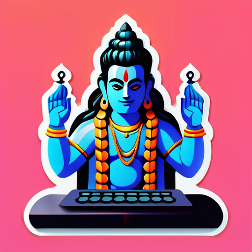 Lord siva doing devops in computer sticker