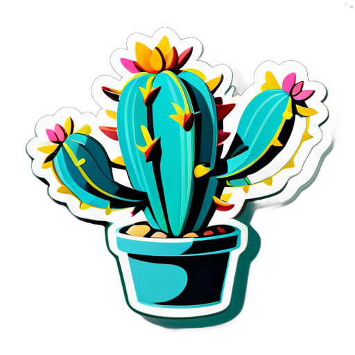 Un cactus turquesa de dos brazos muy hermoso sticker