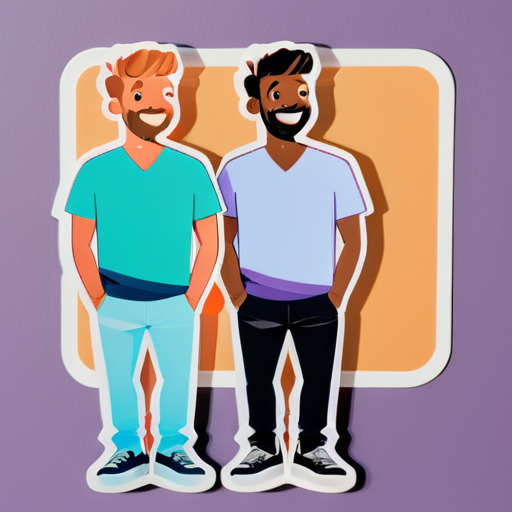 Three male friends hanging out sticker