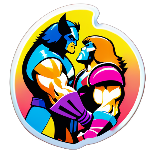 wolverine besando a he-man, al revés sticker