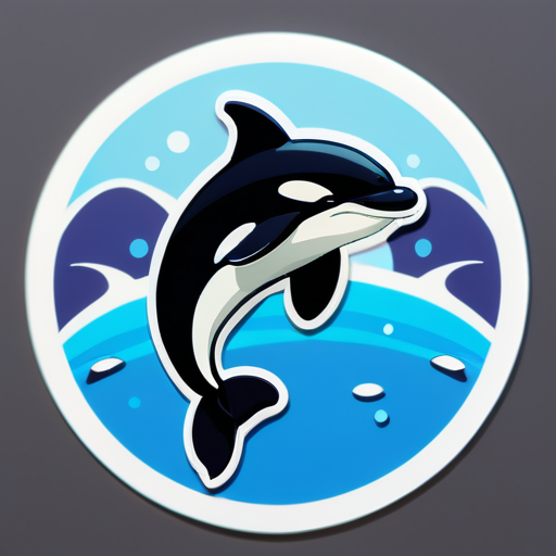 cute orca  fish in a circle as japan peace symbol sticker