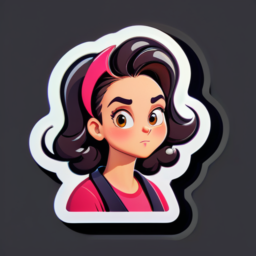 crie um sticker de uma mulher adulta em dúvida  sticker