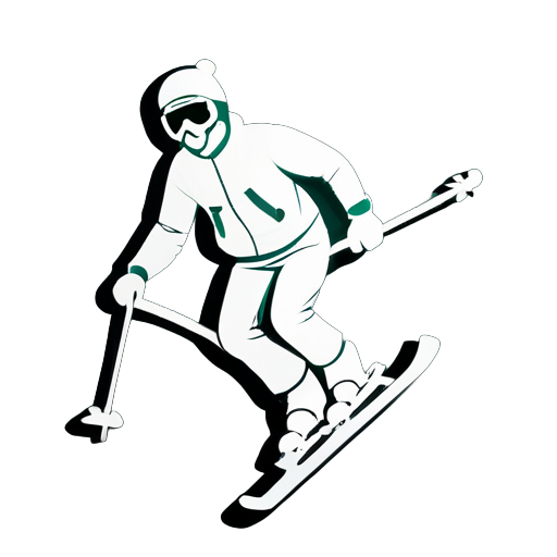 Man falling over in the snow with skis sticker