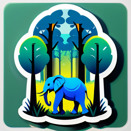 elephant in woods sticker