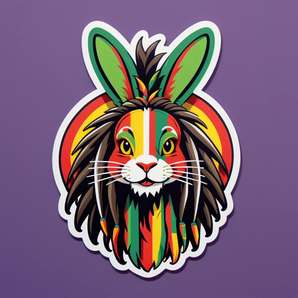 Reggae Rabbit with Dreadlocks sticker