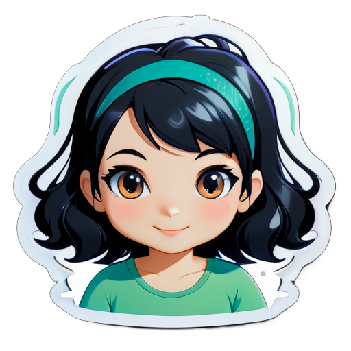 girl named sara with black hair sticker