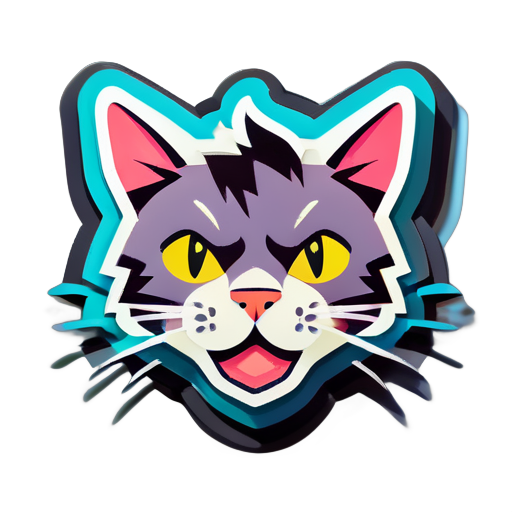 Cat face, lightning sticker