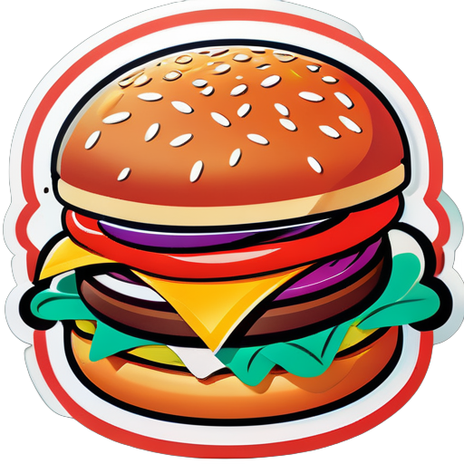 Burger sticker for burger packaging sticker