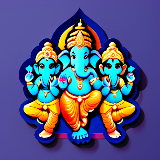 lord Ganesh with his parents shiva , Parvathi and his brother Subramanya sticker