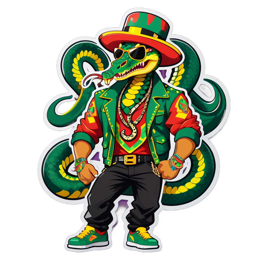 Reggaeton Rattlesnake with Flashy Outfit sticker