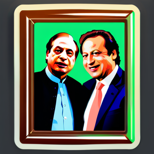 sticker của Nawaz Sharif và Imran Khan trong một khung sticker