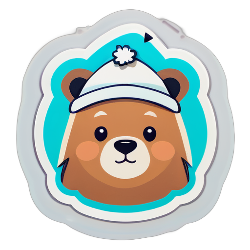 I want a sticker pack of a bear wearing a hat in all the stickers. The stickers should be cute, minimal and light colored. sticker