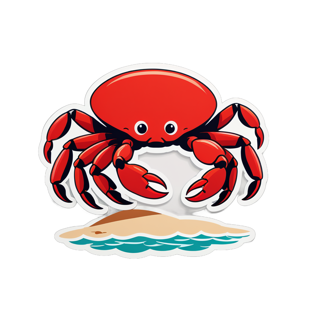 Red Crab Crawling on the Shore sticker