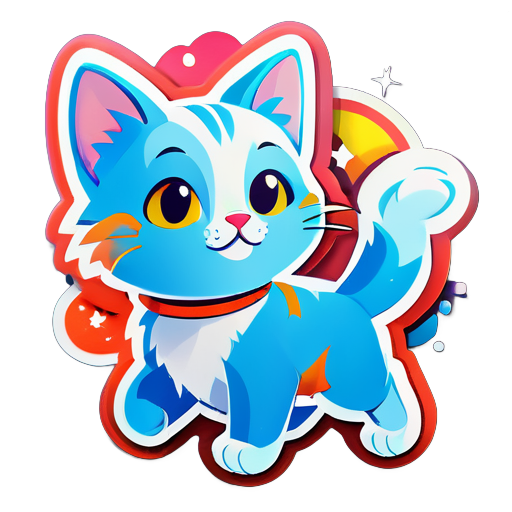 un mignon chat dans le ciel vole sticker