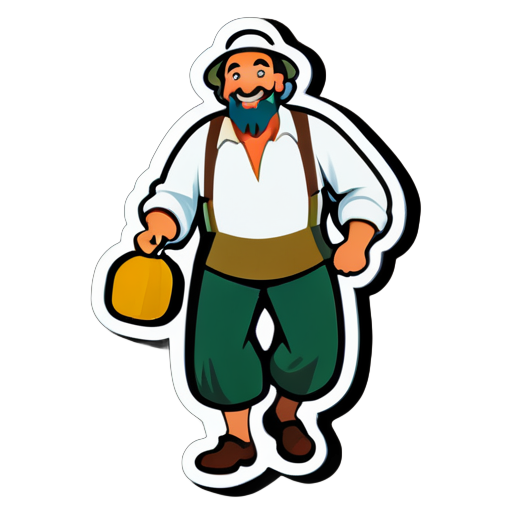 hombre campesino feliz caminando sticker