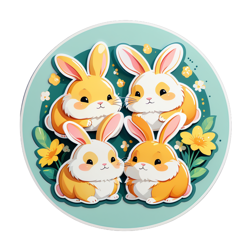 Rotund Honey Rabbits sticker