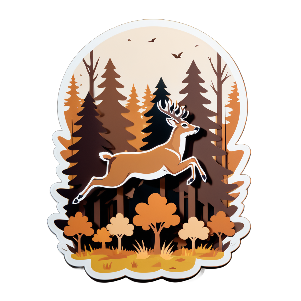 Brown Deer Leaping in the Woods sticker