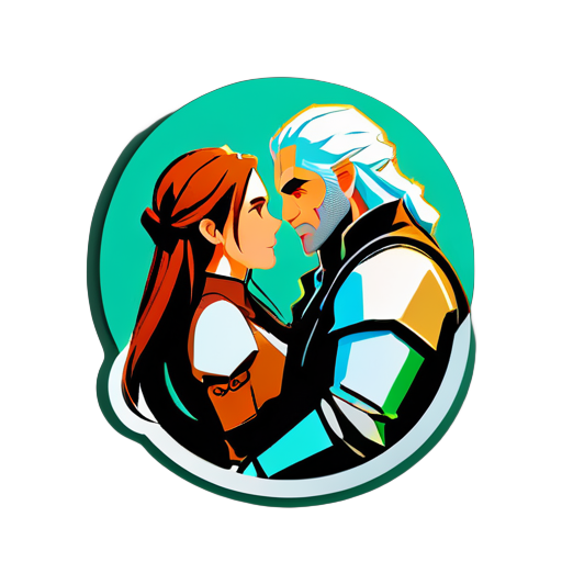 Tạo sticker Geralt với Yen và Triss đang yêu sticker