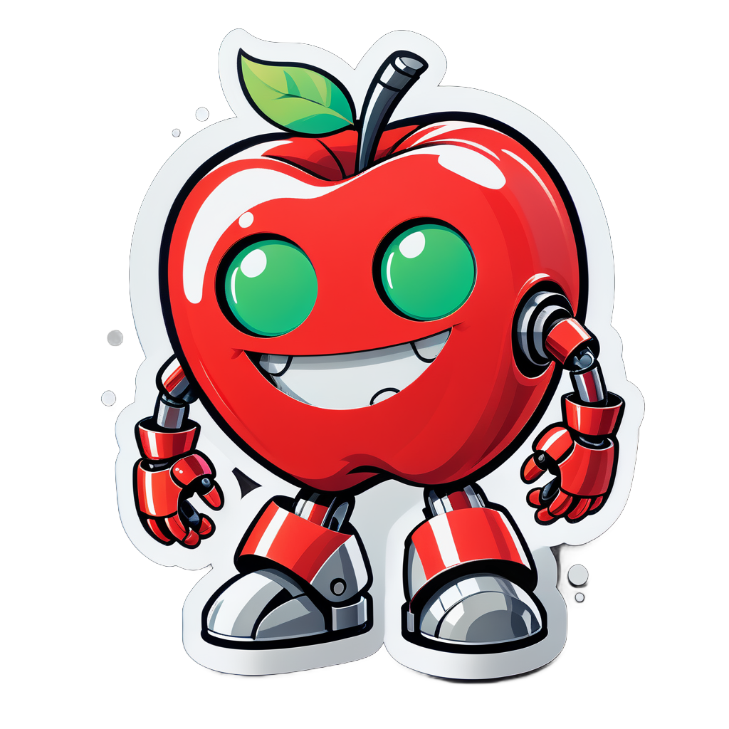 Happy Apple Robot sticker