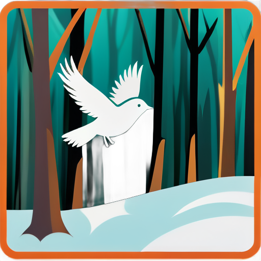 Une #oiseau vole dans la forêt sticker