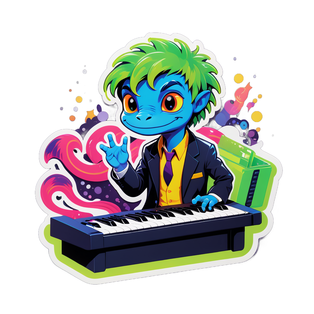 New Wave Newt mit Tastatur sticker