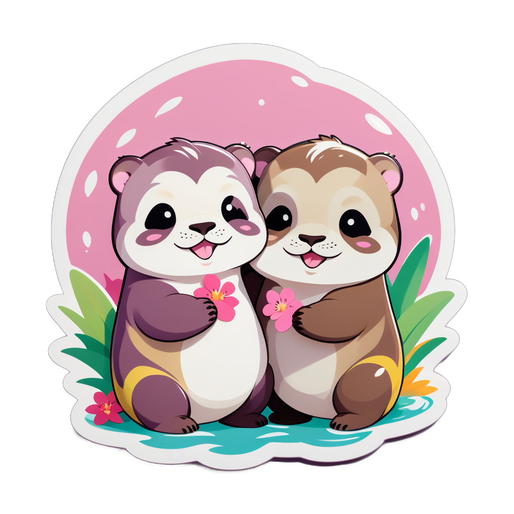 Chubby Orchid Otters sticker