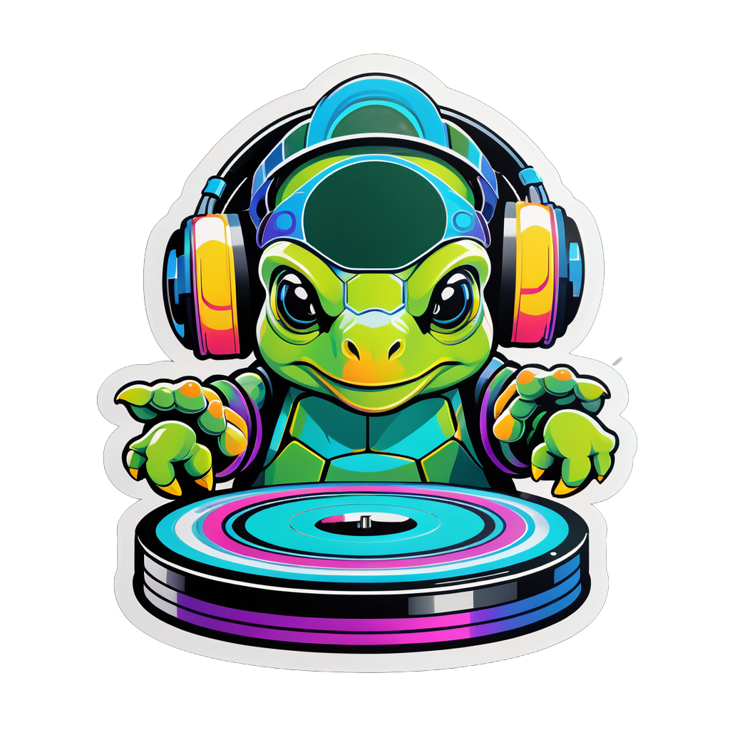 Techno Tortoise with Turntables sticker