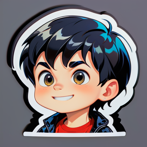 a boy with black hair sticker