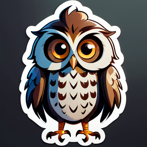 This Is An Illustration Of Cartoon Portrait Funny Nursery Schetch Drawn Tall Thin Funny owl Like Creature sticke sticker