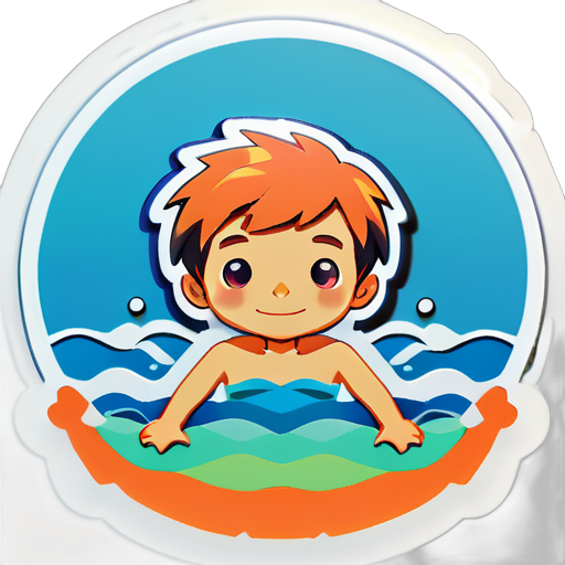 boy is swimming sticker