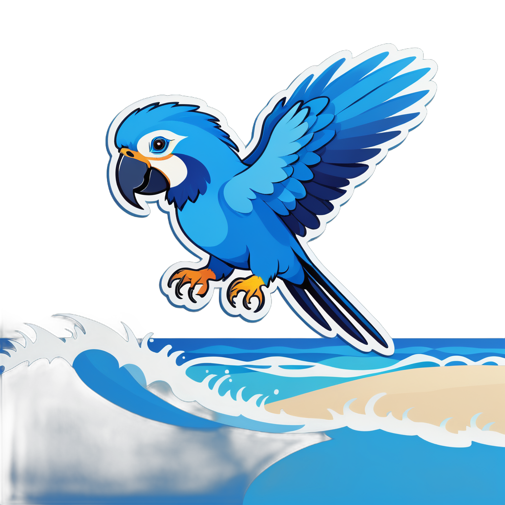 Blue Parrot Flying over the Ocean sticker