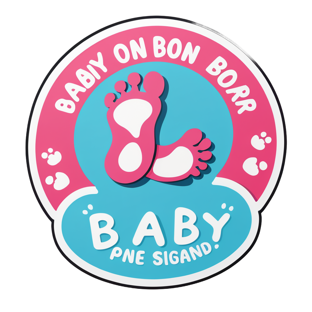 "Baby on Board" 帶著可愛的腳印 sticker